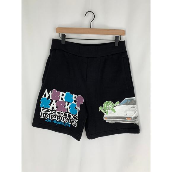 Market Exotic Mens Automobile Sweatshorts Size Medium Black New Car Streetwear - Picture 1 of 9